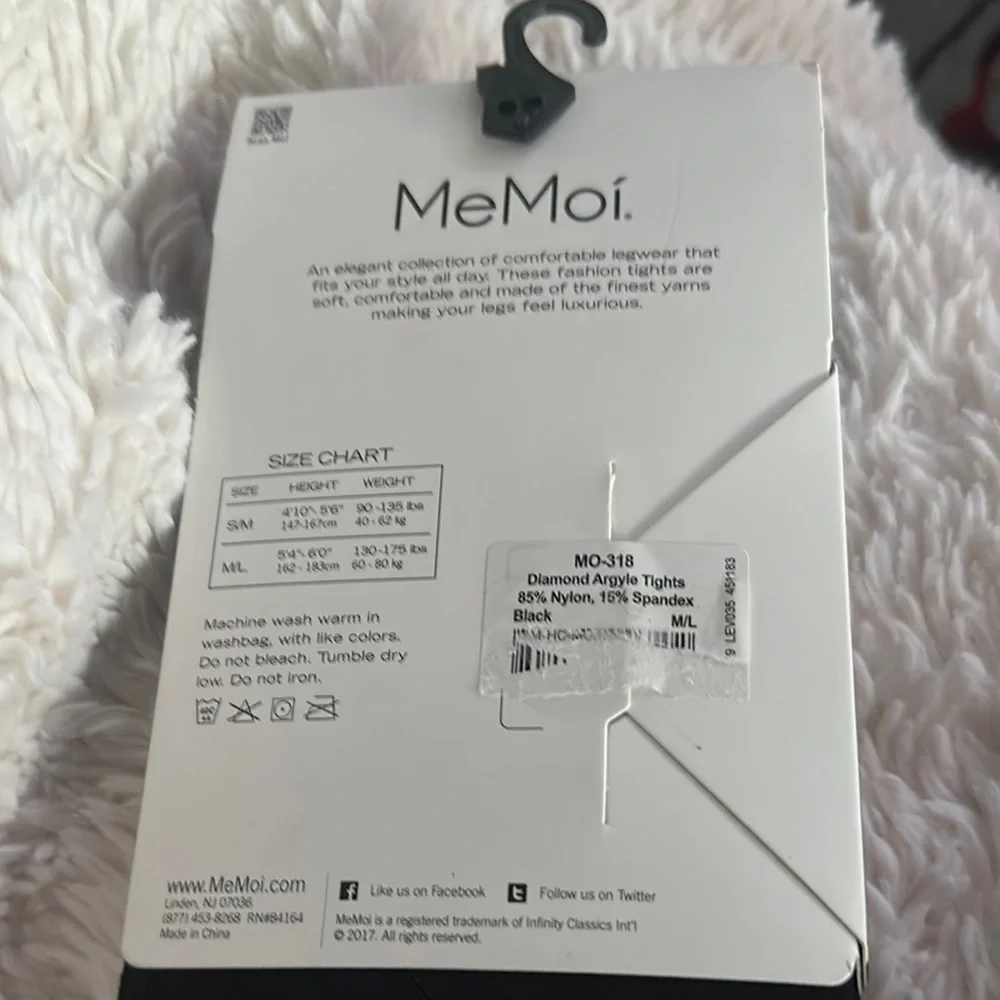 NWT MeMoi Black Fashion Tights Size M/L